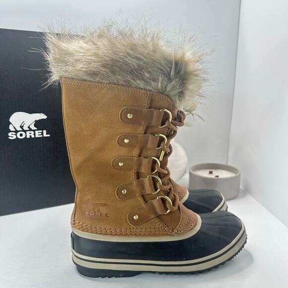 Sorel Joan of Arctic Suede Waterproof Boots Tan NL 3481-224 Women 6 Tried On - Picture 4 of 9